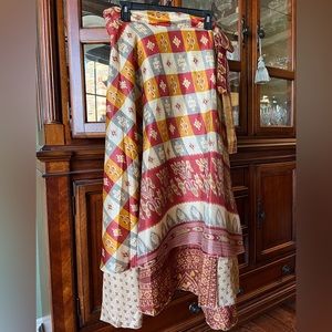 Dramatic 100% silk layered wrap skirt